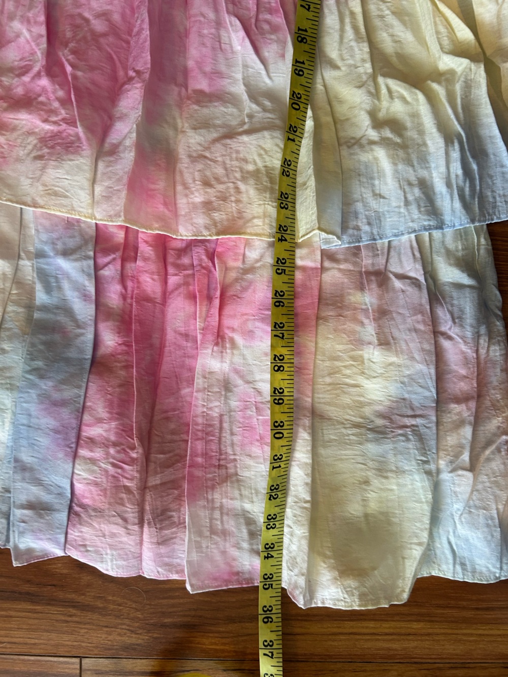 English Factory Pastel Tie-Dye Tiered Dress - Pink, Blue, Yellow. Small. - Picture 8 of 10